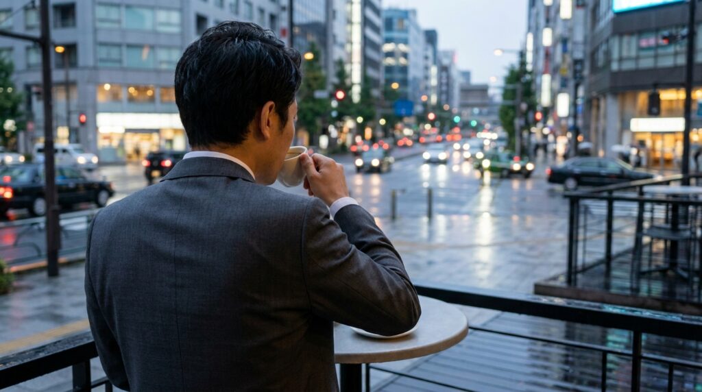 コーヒーを飲む男性