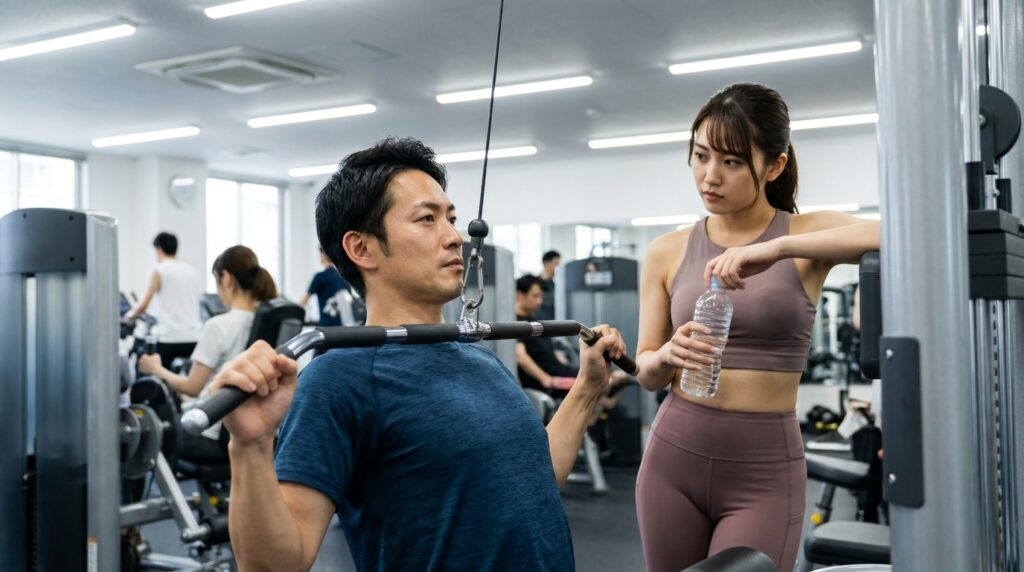 ジムで体を鍛える男性