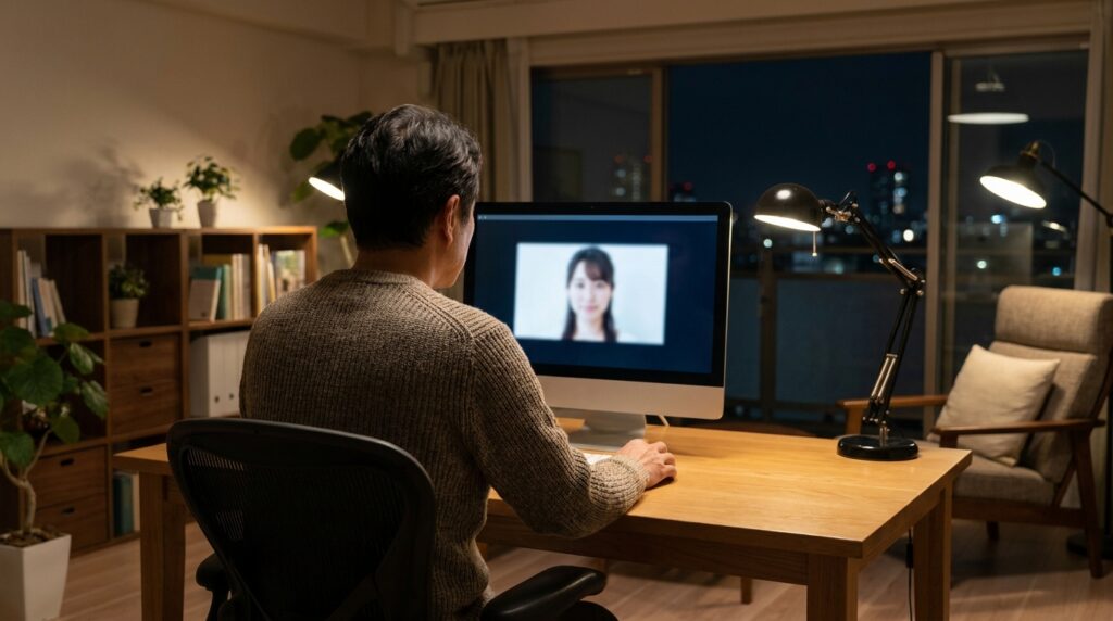 PCを操作する男性