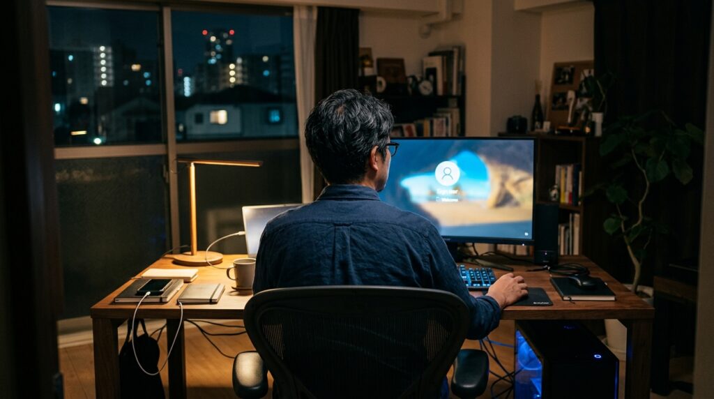 Man_starting_up_PC_202608070848
